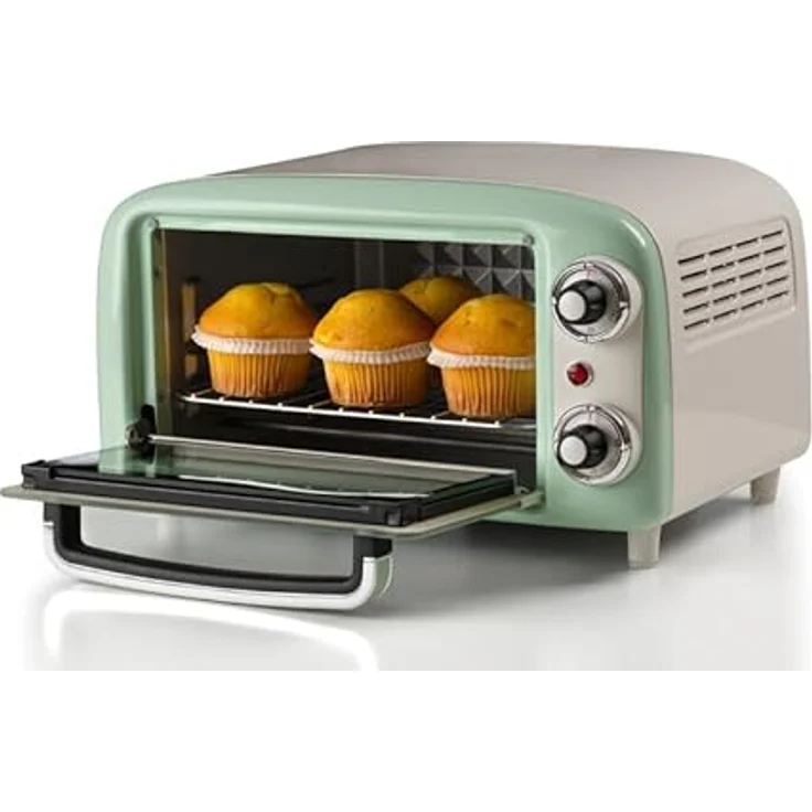 Ariete 3919 Vintage Minibackofen, 10 L, bis 230°C, 60-Minuten-Timer, Edelstahl-Grill, 800W, Grün – Bild 4