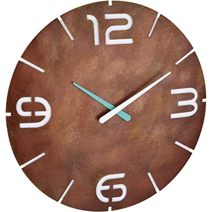 TFA Dostmann Analoge Funk-Wanduhr Contour, Funkuhr, Designuhr, Rost-Optik, Ø 350 x H 35 mm