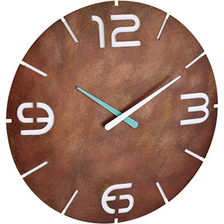 TFA Dostmann Analoge Funk-Wanduhr Contour, Funkuhr, Designuhr, Rost-Optik, Ø 350 x H 35 mm – Bild 1