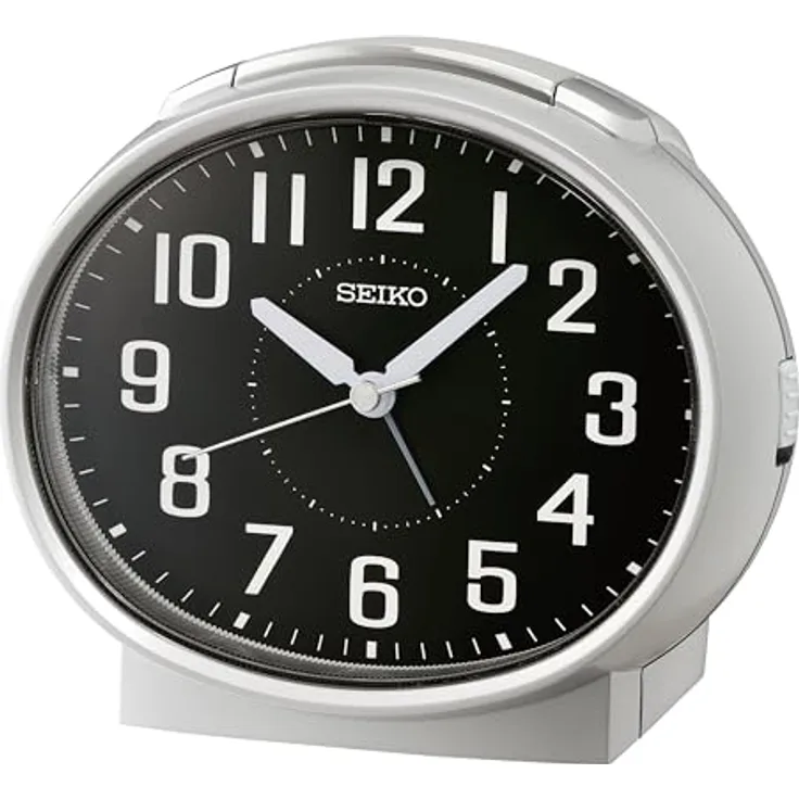 Seiko Clocks Wecker QHK059A, Kunststoffgehäuse mit geräuschlosem Sekundenzeiger, Glockenwecker und Schlummerfunktion, 11.2 x 13 x 8.1 cm