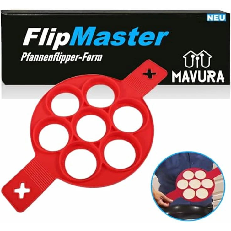 MAVURA FlipMaster Flipper-Form Pfannenwender Silikon Eier, Pfannkuchen Maker Omelett Wender Küchenhelfer Backform – Bild 1
