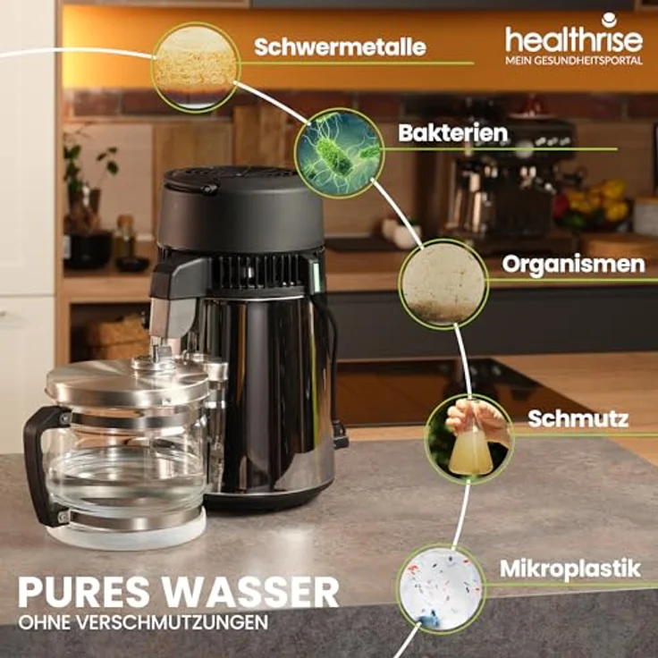 Health Rise Wasserdestilliergerät | Vollautomatisch, Sicher und Zuverlässig | für Zuhause, Zahnklinik, und Labor | 2 Jahre Garantie – Bild 2