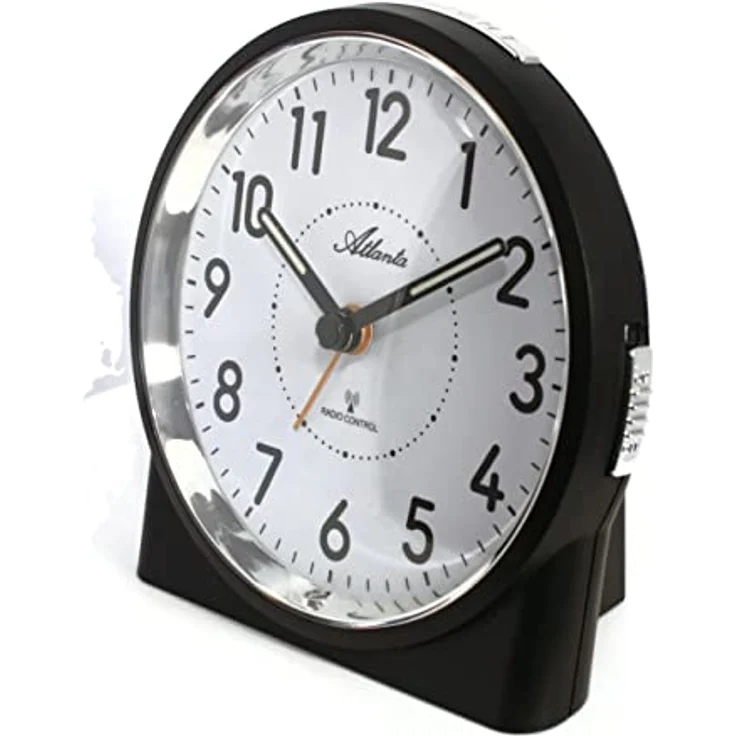Atlanta Großer Funkwecker 1843/7, Analog mit Licht, Snooze-Funktion und Crescendo-Alarm, Schwarz – Bild 4