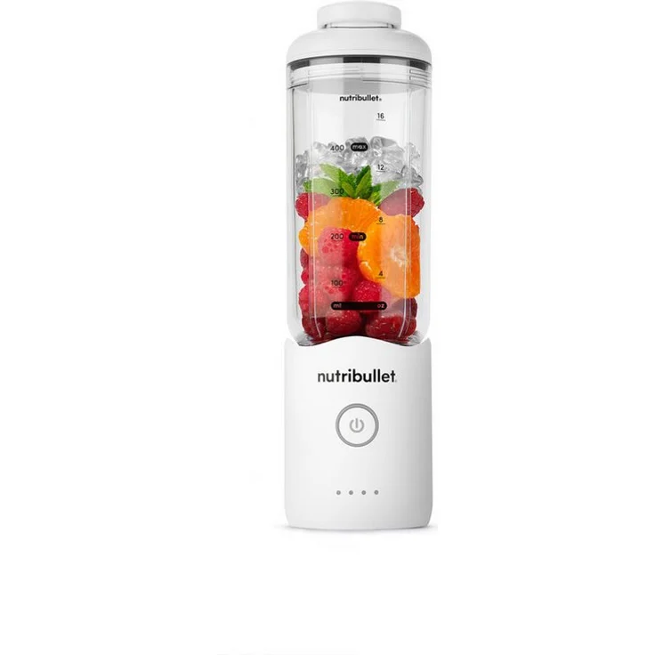 nutribullet Smoothie-Maker NB Flex Portable NBP013W, weiß, 590 ml BPA-freier Becher, klappbarer Deckel mit Trinköffnung, Edelstahlmixklinge – Bild 1