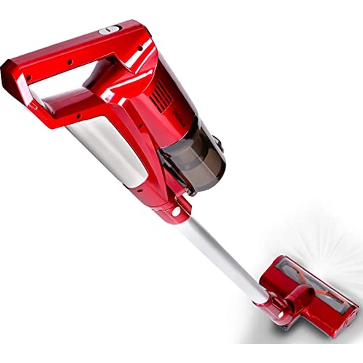 TurboTronic Akku Staubsauger 11000PA - 22V Handstaubsauger kabellos 40min Laufzeit, LED Elektrobürste, Ultraleicht für Hartboden & Teppich Tierhaare Stiel Staubsauger (Rot) – Bild 4