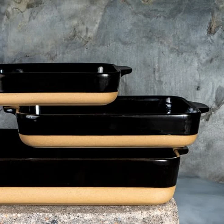 Lurch Terra Nova Ofenform M, Keramik, 29,8x20,7x5,1cm, schwarz/creme, temperaturbeständig bis 250°C, spülmaschinengeeignet, 90% recycelte Materialien – Bild 2