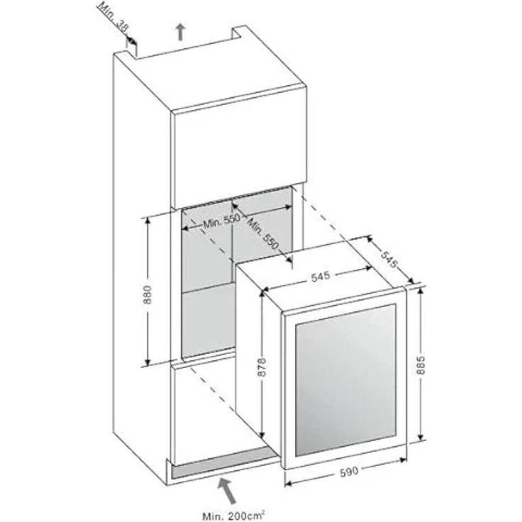 Amica WK 341 220 S Weinkühlschrank, Einbau, 58 Flaschen, Breite 60 cm, Energieklasse G – Bild 7