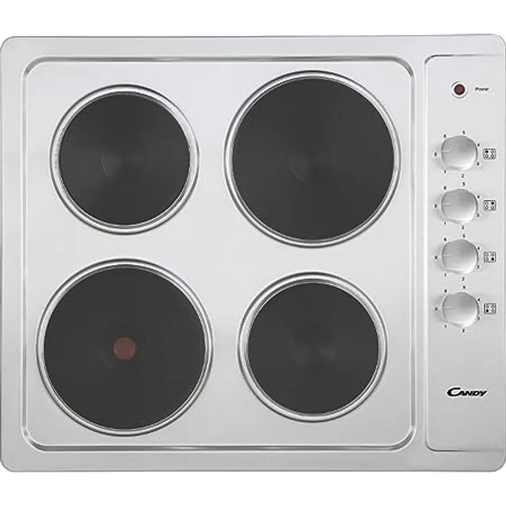 Candy CLE64KX, Integriertes 58 cm Elektrokochfeld mit Edelstahl-Oberfläche und 4 Kochzonen
