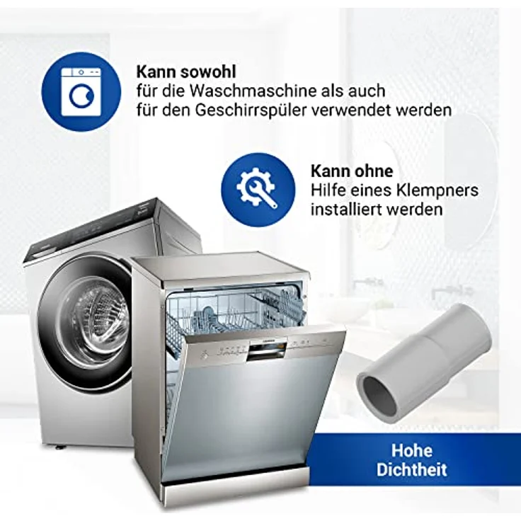 VIOKS Waschmaschine Ablaufschlauch Adapter Set 2x 21 auf 19 mmØ, hochwertiges Gummimaterial, einfache Montage, passend für Bosch und Siemens – Bild 4