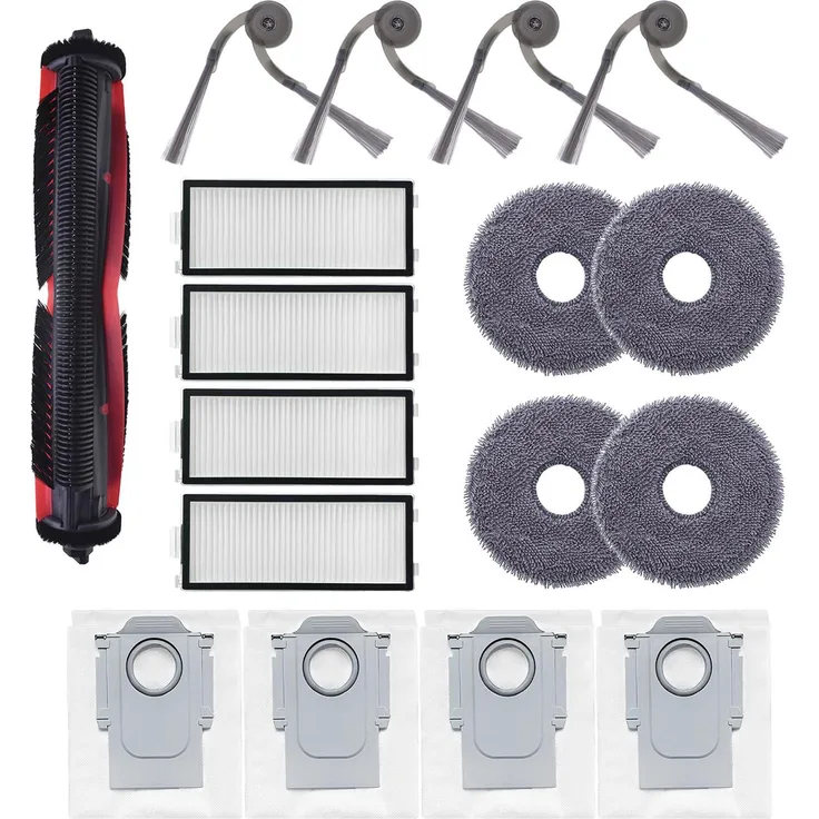 VERCO Ersatzteile Set für Roborock Saros Z70, 17tlg. Zubehör mit Bürsten, HEPA Filtern, Staubbeuteln und Mikrofaser Mopp