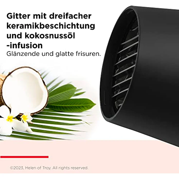 Revlon SmoothStay 2000W Haartrockner mit Kokosöl-Infusion (2000 Watt, 2 Zubehörteile für vielseitiges Styling: Diffusor- und Konzentratorkamm, keramische Turmalin-Ionen-Technologie) - RVDR5317 – Bild 3