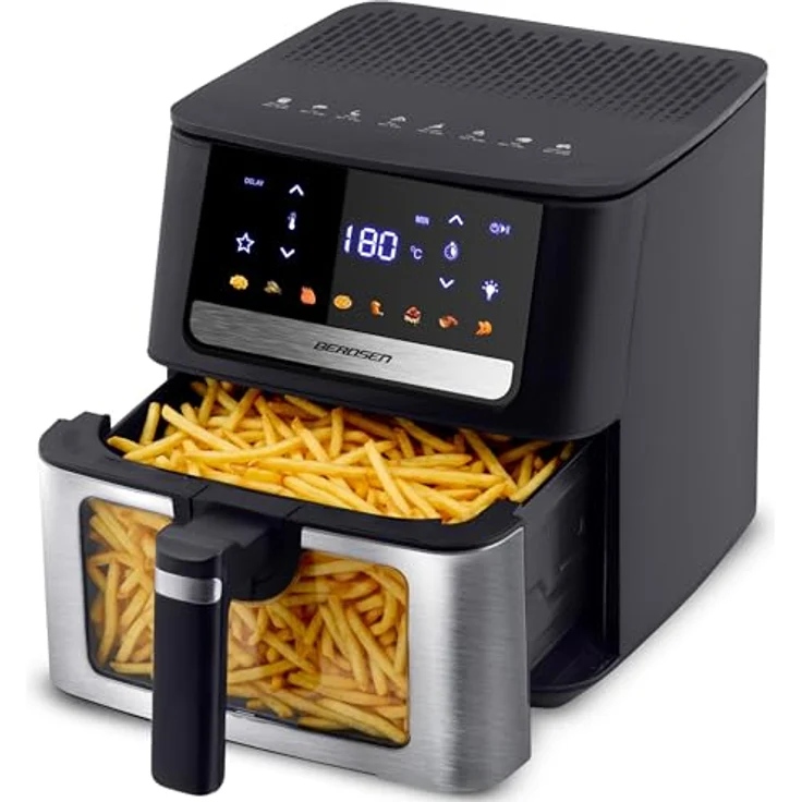 Berdsen Heißluftfritteuse XL 6,5L - Airfryer mit Sichtfenster, Touchscreen und 1700W - 8 automatische Programme - Spülmaschinengeeignet – Bild 1