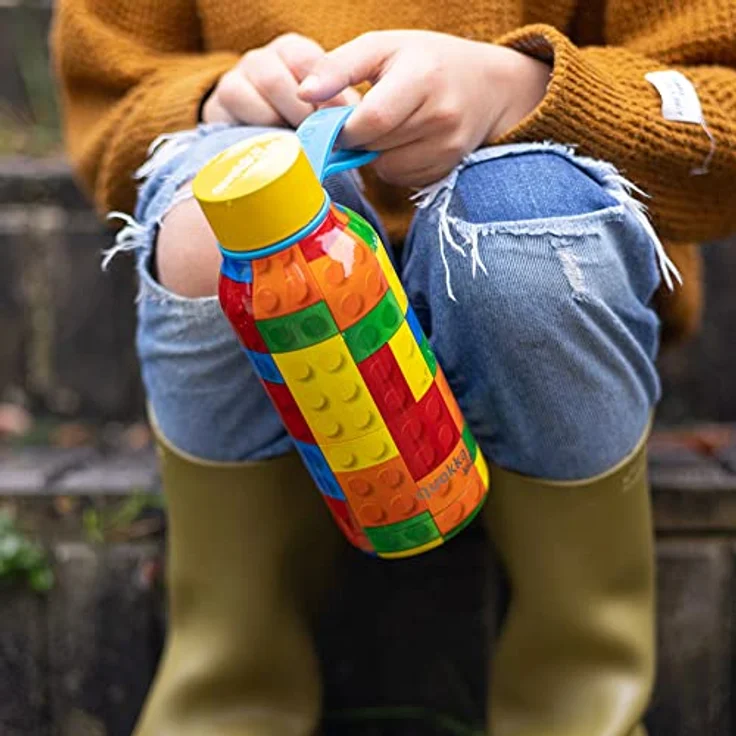Quokka KIDS SOLID BRICKS, Thermosflasche mit Edelstahl-Aufhänger, 330 ml, doppelwandige Vakuumisolierung, BPA-frei, Anti-Leak-Verschluss – Bild 2