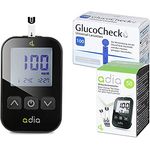 adia Vorteilspack Blutzuckermessgerät-Set (mg/dl) + 60 Blutzuckerteststreifen + 110 Lanzetten zur Überwachung des Blutzuckers
