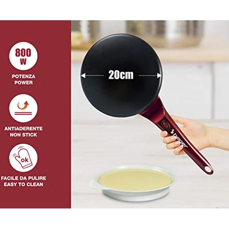 Beper BT.710Y Electric Crepe Red and Black, 800W, 710Y-RD – Bild 3