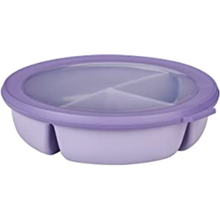Mepal – Bento-Schüssel, Multischale mit 3 Fächern, rund Cirqula – Frischhaltedose luftdicht – Mahlzeiten getrennt aufbewahren – Meal-Prep-Boxen & Vorratsdosen – 250 ml, 250 ml & 500 ml – Vivid lilac – Bild 1