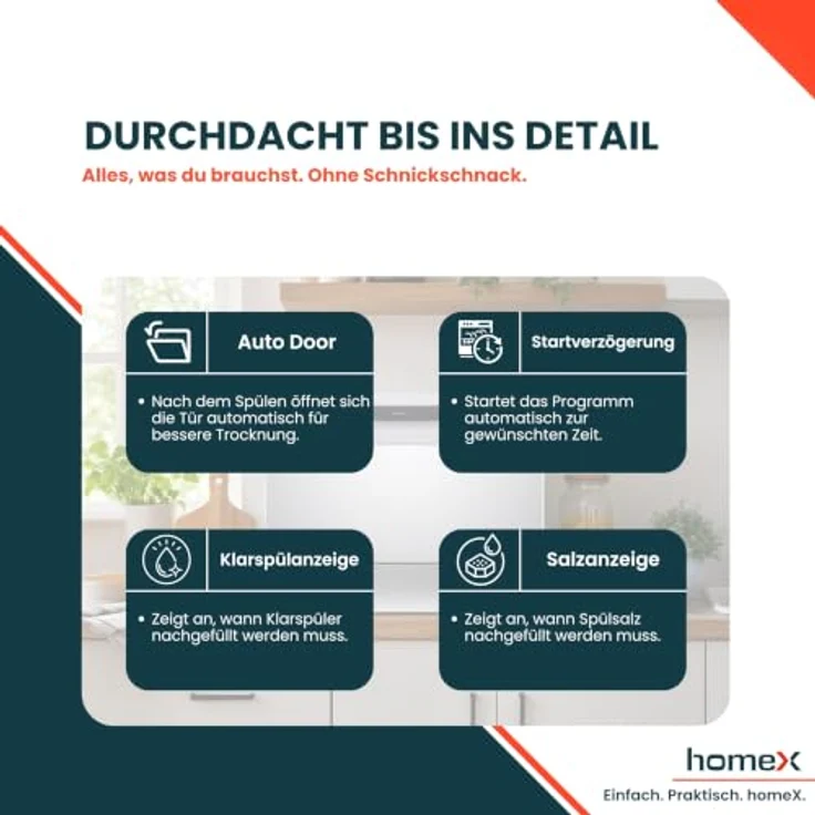 homeX GST6AD-S Mini Geschirrspüler, 6 Programme, AquaStop, für 6 Maßgedecke, Silber – Bild 9