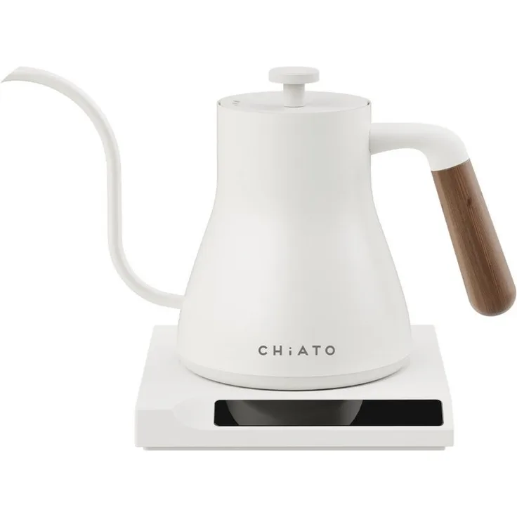 CHiATO flowPLAY Wasserkocher, 0,6 Liter, mit Schwanenhals-Ausguss, einstellbarer Temperatureinstellung 40-100 °C, Touch-Display und 360° drehbarem Sockel