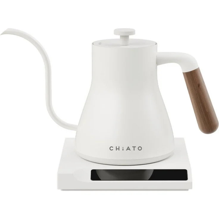 CHiATO flowPLAY Wasserkocher, 0,6 Liter, mit Schwanenhals-Ausguss, einstellbarer Temperatureinstellung 40-100 °C, Touch-Display und 360° drehbarem Sockel