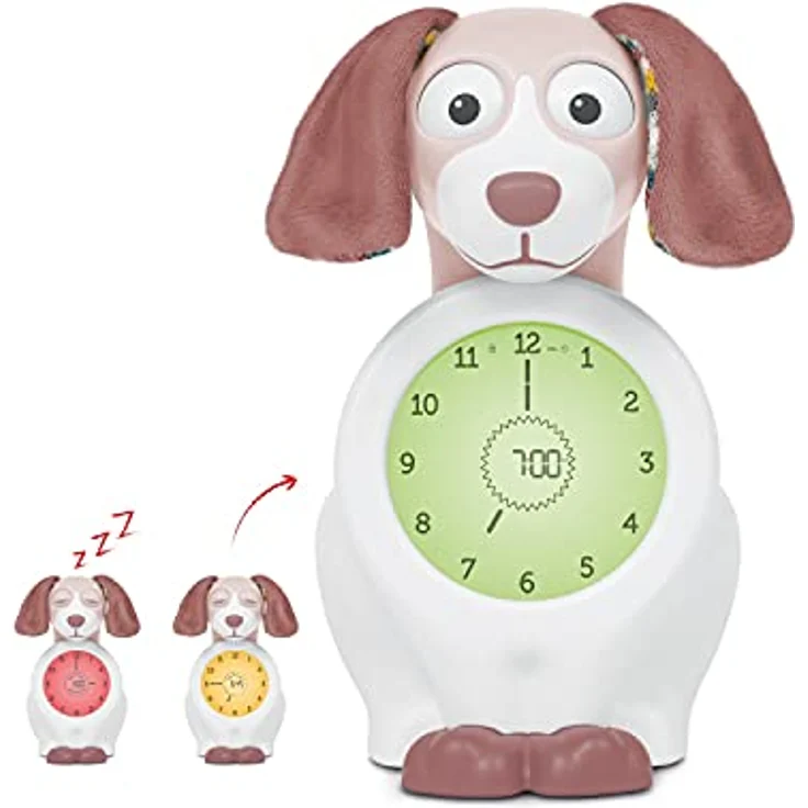 ZAZU Kids Davy der Hund Pädagogischer Wecker Kinder - Schlaftrainer Kinder - Für Mädchen und Jungen - Intelligentes Lernen von Schlafen und Aufwachen mit LED Kinderwecker - Rosa – Bild 1