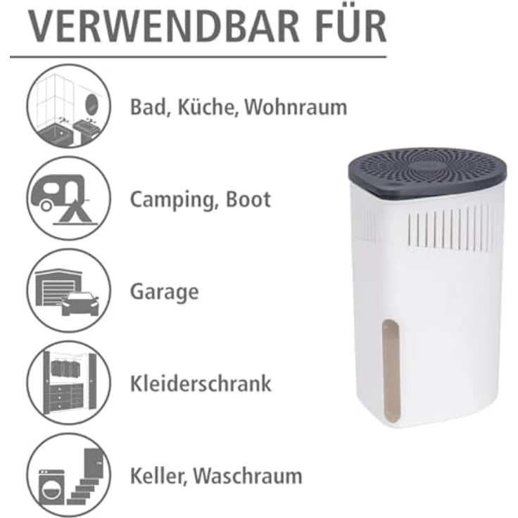 Wenko Raumentfeuchter Drop weiß 1000 g - Luftentfeuchter Fassungsvermögen: 1,6 l, 15 x 23 x 15 cm, weiß – Bild 5