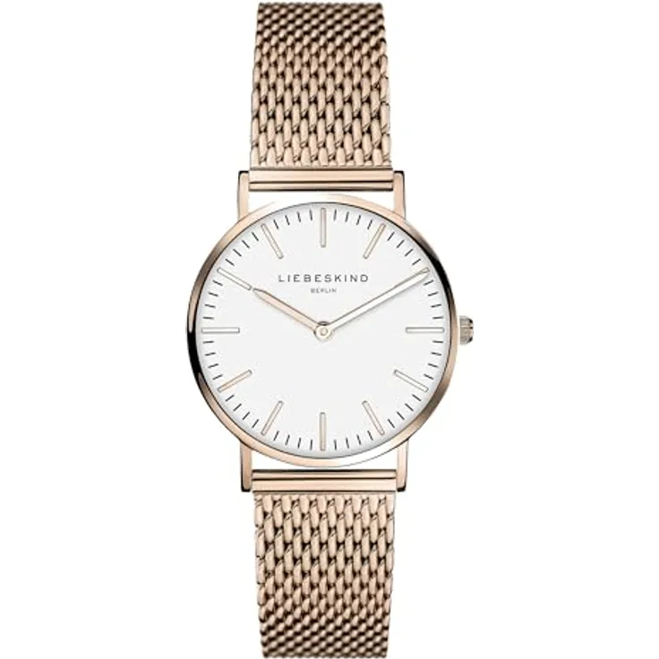 Liebeskind Berlin Armbanduhr LT-0081-MQ IP roségold, Damen Damenuhr mit Edelstahl Mesharmband