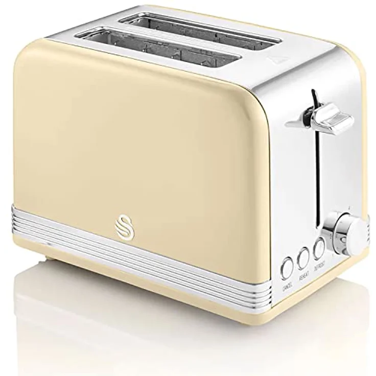 SWAN STP7050CNEU Retro Frühstücksset, Wasserkocher 1,8L kabellos mit Überhitzungsschutz und 2 Breitschlitz-Toaster in Vintage Creme – Bild 10