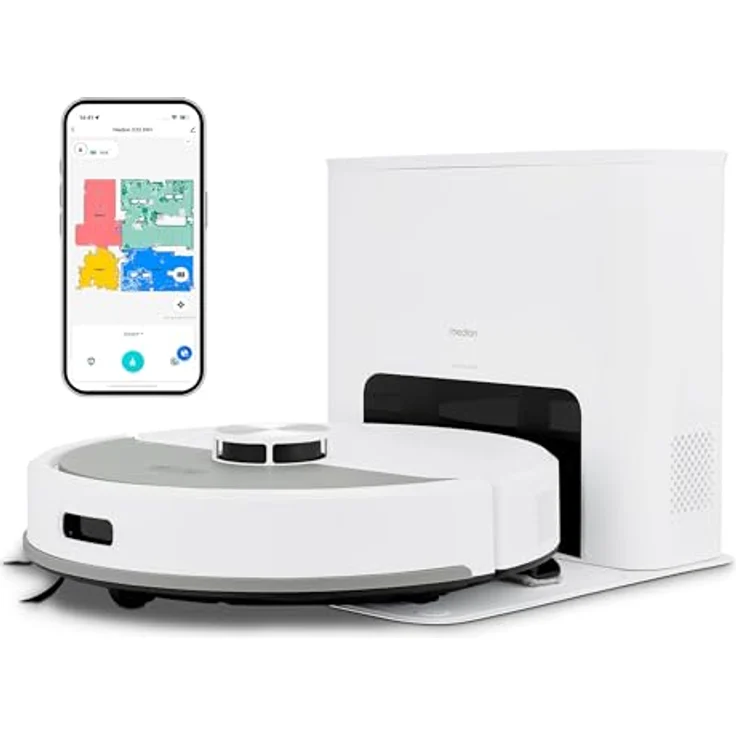 Medion® Saugroboter X23 SW+, smarter Saugroboter mit Wischfunktion, Absaugstation, beutellos, weiß – Bild 1