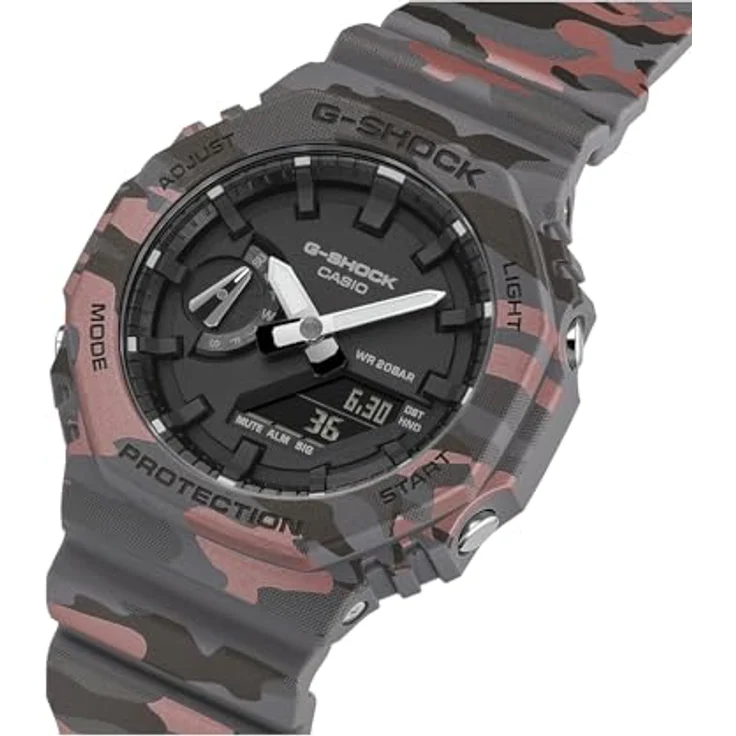 Casio G-Shock 2100 Series Camouflage Uhr GA-2100CM-8AER, Herren-Armbanduhr aus Harz, stoßfest, mit 5 Alarmen und Weltzeitfunktion, Camouflage-Design – Bild 4