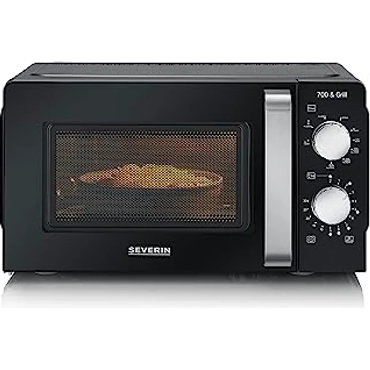 SEVERIN 2-in-1 Mikrowelle mit Grill 700 W, 900 W Grill, Grillofen mit 9 Automatikprogrammen, Mikrowelle mit Grillrost und Drehteller, schwarz / Edelstahl, MW 7781 – Bild 1