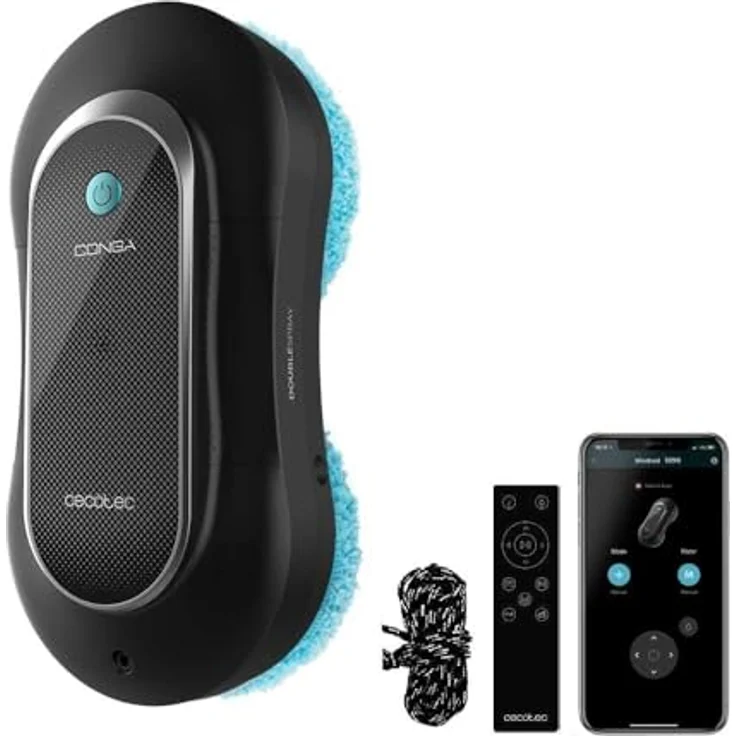 Cecotec Conga Windroid 1090, Fensterputzroboter mit doppeltem Sprühmechanismus und App-Steuerung, Schwarz – Bild 2