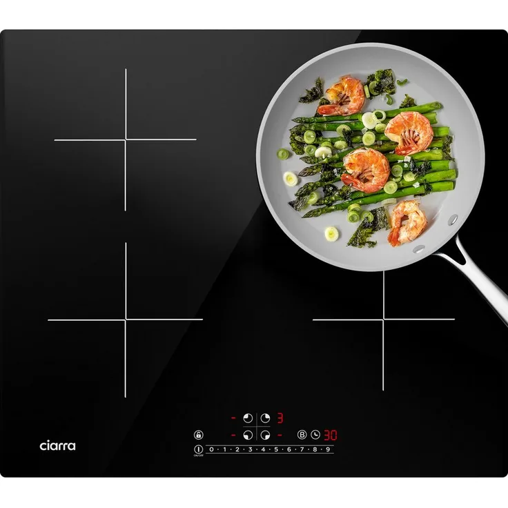 CIARRA CBBIH4B Induktions-Kochfeld, 60cm, 4-Zonen Einbau, Touch-Control, schwarz