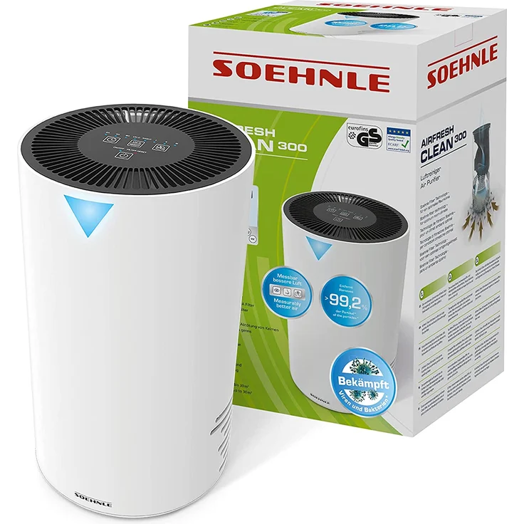 Soehnle Airfresh Clean 300 Luftreiniger, bis 44 m² Raumgröße, zuschaltbares UV-C-Licht, ideal für Allergiker geeignet – Bild 2