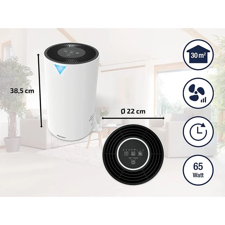 Soehnle Airfresh Clean 300 Luftreiniger, bis 44 m² Raumgröße, zuschaltbares UV-C-Licht, ideal für Allergiker geeignet – Bild 6