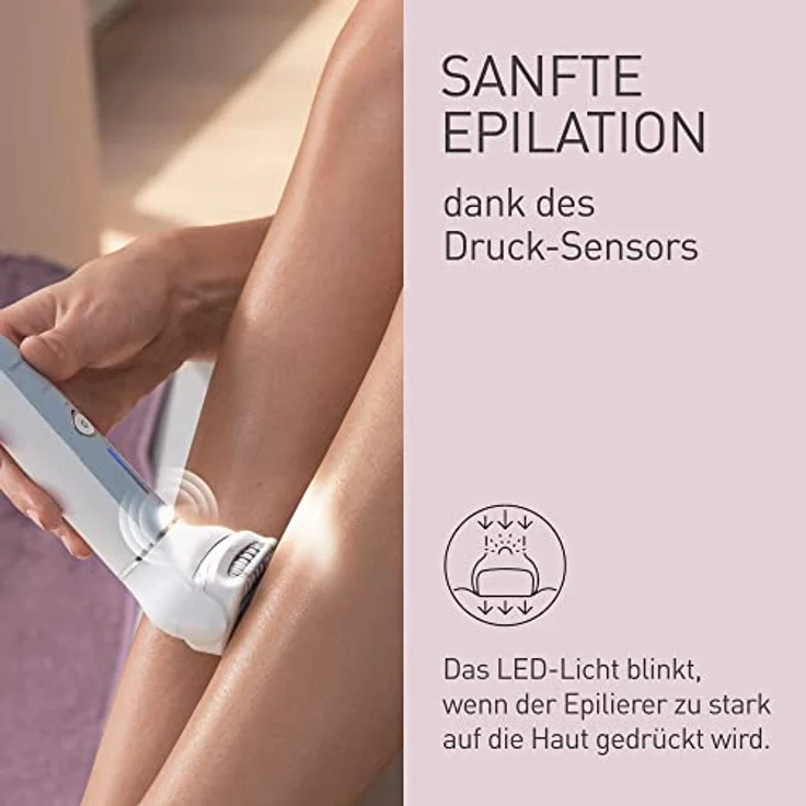 Panasonic ES-EY90-A503 Nass/Trockenepilierer, Dual Disc mit 60 Pinzetten, 90° schwenkbarer Kopf, 3 Geschwindigkeiten & LED-Licht, 30 Min. Betrieb, kabellos, Haarentferner, Scher- und Fußpflegekopf. – Bild 4