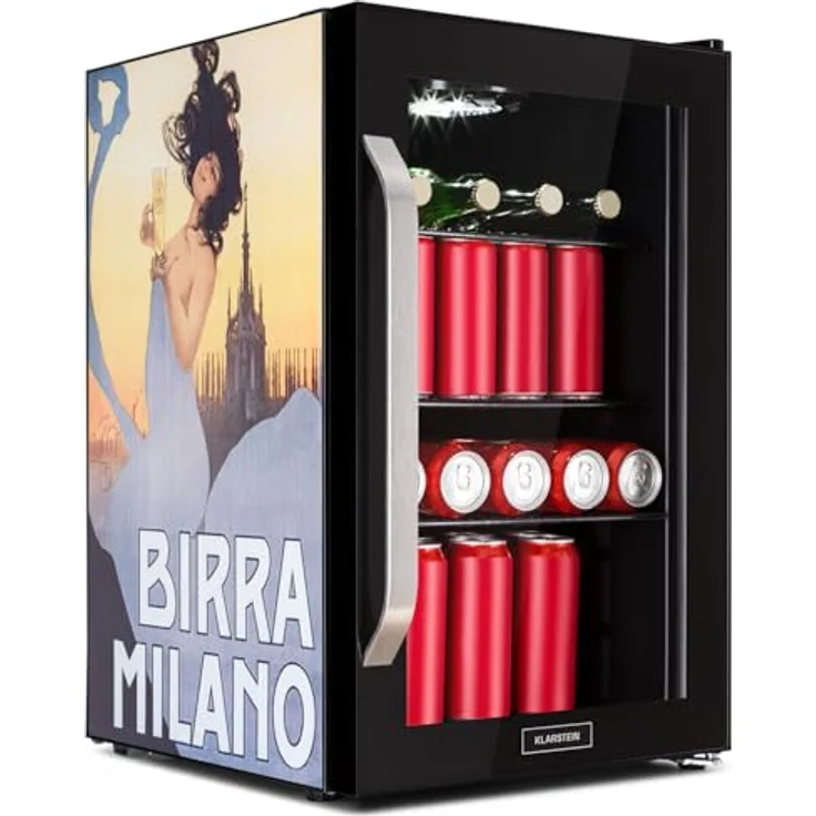 Klarstein Kühlschrank 70L, Leiser Mini Kühlschrank mit Glastür & LED, Outdoor Geeignet, Biersafe für Flaschen, 0-10°C – Bild 1