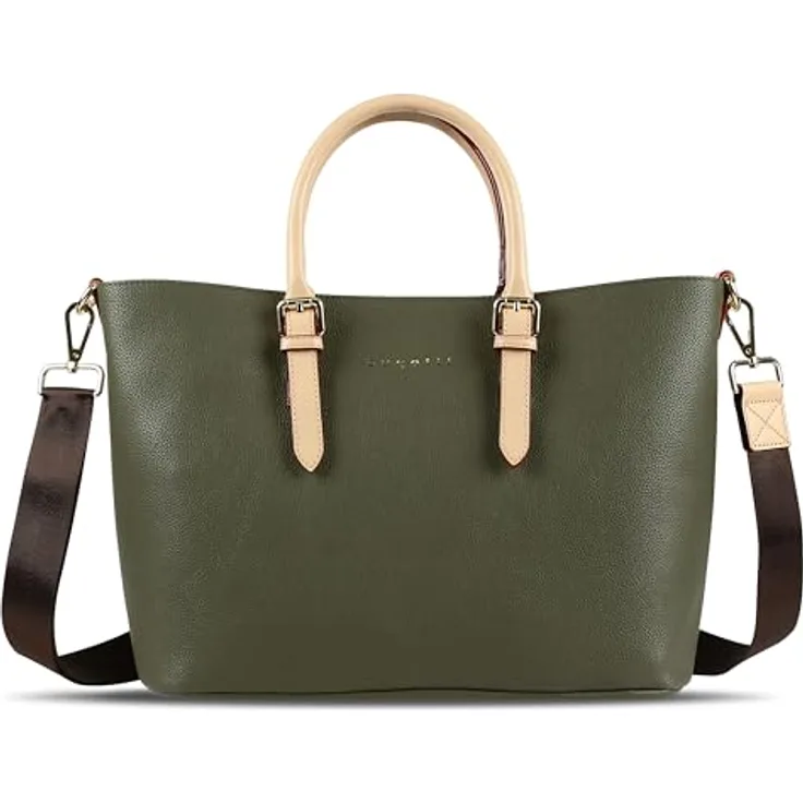 Bugatti Ella Shopper M, Handtasche aus Kunstleder mit Bag in Bag, grau, 33 x 15 x 24.5 cm