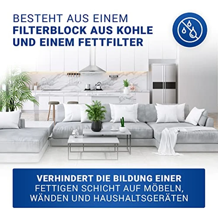 VIOKS Aktivkohlefilter für Dunstabzugshaube, 487x230mm, Ersatz für Siemens Bosch Filter 00460367, effektiver Geruchsfilter, leicht zu installieren – Bild 3