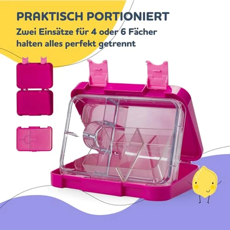 schmatzfatz Junior Brotdose mit Fächern, BPA-frei, auslaufsichere Lunchbox in Lila für Schule & Kindergarten – Bild 5