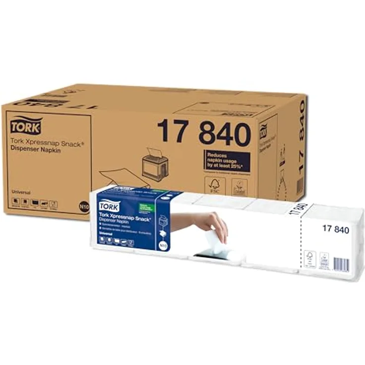 Tork Spenderservietten, 1-lagige Snackservietten für N10 Serviettenspender, weiß, 8er Pack