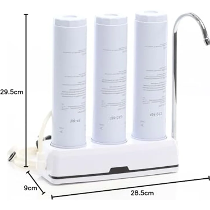 Naturewater NW-3-PPGACCTO 3 Stufen Counter Top Wasserfilter, 5 µ, PP Sediment, Aktivkohle Granulat, Aktivkohle Block Filtereinsatz, mit Universaladapter, Wasserhahn, naturewater – Bild 10