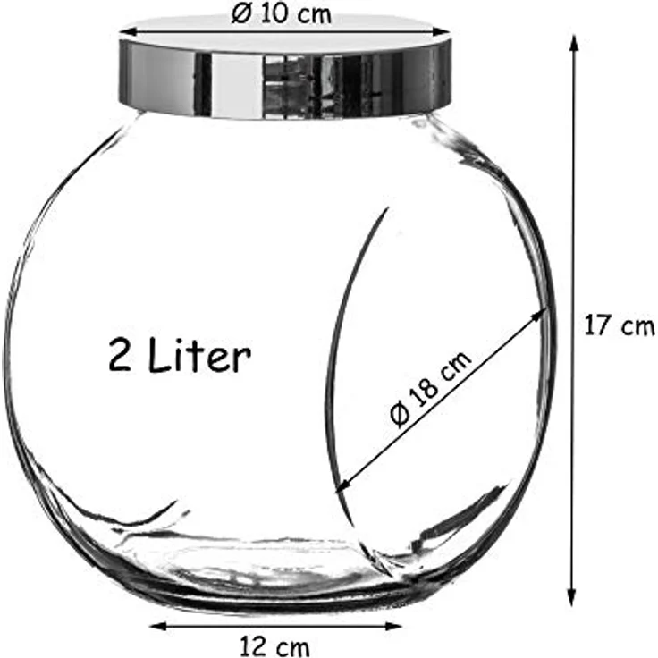 BigDean 3er Set Bonbonglas 2 Liter, Transparent mit Schraubdeckel für Süßigkeiten, Kekse, Mehl & Gewürze - Made in Germany – Bild 5