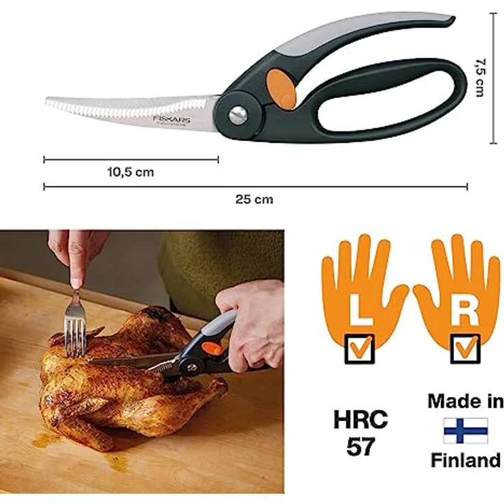Fiskars Geflügelschere, Gesamtlänge: 25 cm, Qualitätsstahl-Kunststoff, Functional Form, 1003033 – Bild 2