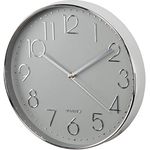 Hama Wanduhr ohne Tickgeräusche (große Wohnzimmeruhr mit 30 cm Durchmesser, analoge Küchenuhr mit schleichendem Sekundenzeiger, modernes Design) silber-grau