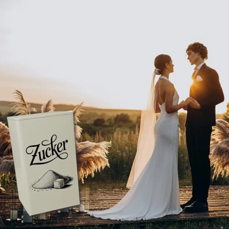 speecheese Zucker Vintage VorratsDose 900ml, nostalgisches Design mit eleganter Kalligraphie und Zuckermotiv, weiß – Bild 6