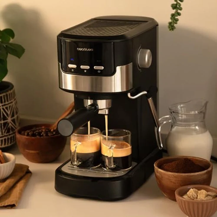 Cecotec Power Espresso 20 Pecan, Siebträgermaschine mit 1100 W, 20 bar Druckpumpe, Milchaufschäumer und 1,25 L Wassertank – Bild 5
