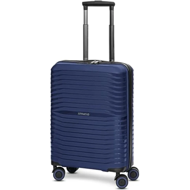 Stratic Shine 4 Rollen Kabinentrolley 55 cm, Blau, bruch- und kratzfest, leichtläufige Rollen, durchdachtes Innenleben – Bild 1