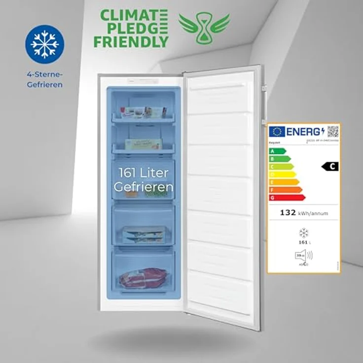 Exquisit Gefrierschrank GS231-NF-H-040C inoxlook | Gefrierschrank NoFrost 161 L Volumen | 4* Schnellgefrieren | Alarm | Gefrierschrank Gross – Bild 2