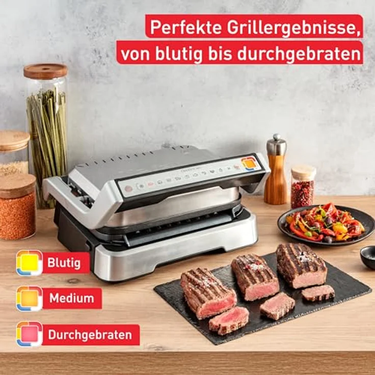 Tefal Kontaktgrill GC773D OptiGrill 2-in-1 mit Grillzange, 2100 W, 9 Auto-Programme, aufklappbar, intelligenter Grill & BBQ – Bild 3