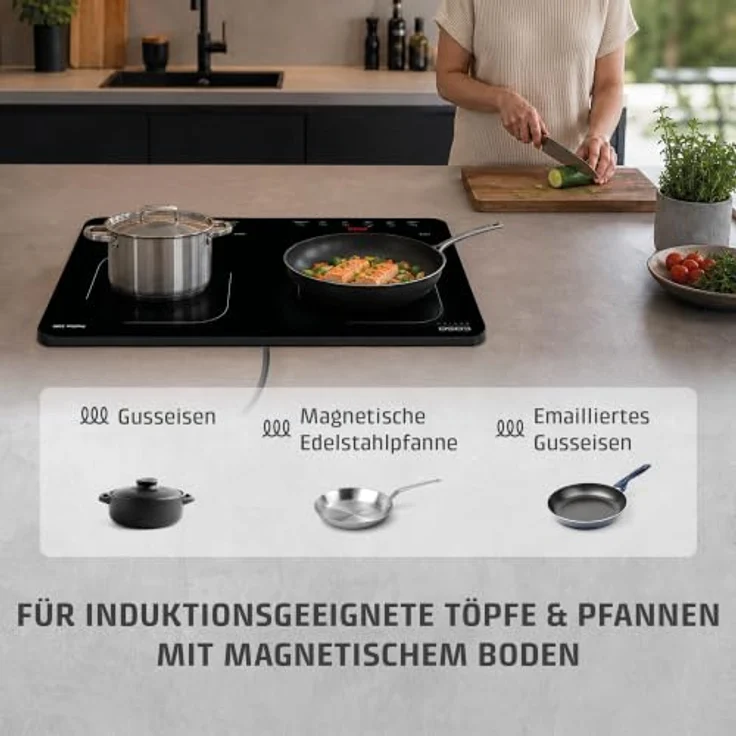 CASO ProSlim 3500, Induktionskochfeld mit 10 Leistungsstufen bis 3.500 Watt, ganz in Glas, schwarz – Bild 9